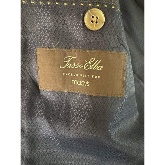 TASSO ELBA Men's Charcoal Gray W/ Brown Stripe Square Pattern Sport Coat 42R - Picture 9 of 9